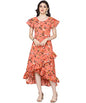 OOMPH! Womens Crepe Wrap Maxi Dress - Marmalade Orange
