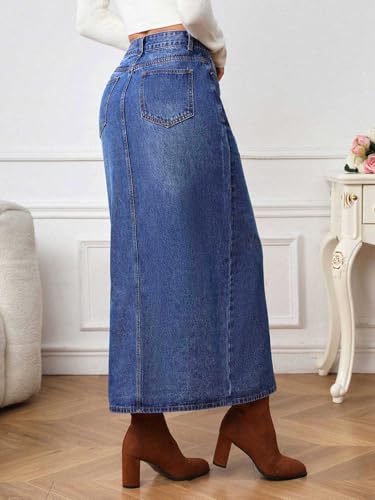 Greciilooks Denim Cotton Long Skirt For Women
