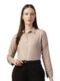 Style Quotient Women Brown Self Design Polyviscose Regular Fit Formal Shirt