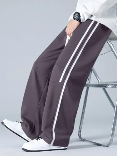 Greciilooks Men High Rise Casual Trousers Pants | Regular Trouser Loose Fit | Sports Stylish Treck Pant | Sweatpants | (Sports |