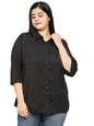 Style Quotient Plus Women Solid Black Polyester Regular Formal Shirt