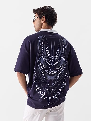The Souled Store Official Black Panther: Mask 66 Oversized Polos