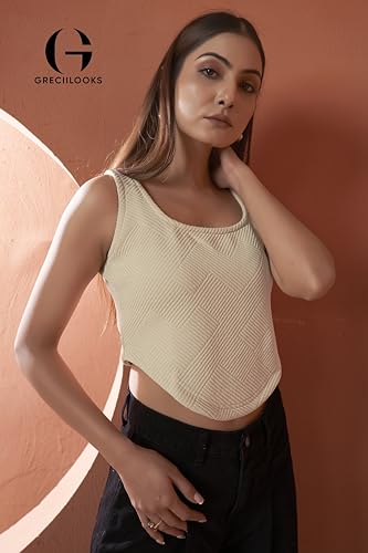 Greciilooks WomenS Solid Regular Fit Tops (Gl-W.Top-W2266_Beige