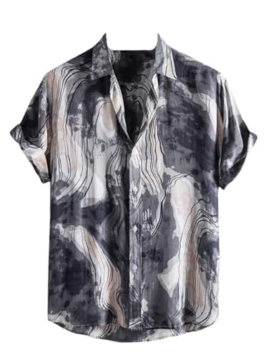 Leriya Fashion Shirts for Men || Rayon Splash Ink Printed Cool Shirts for Boys || Turn Down Collared with Preppy Short Sleeves |