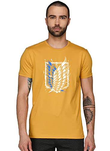 ADRO Mens Attack on Titan Cotton T-Shirt (S, Mustard)
