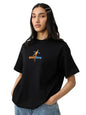 The Souled Store ISRO: Logo Women and Girls Short Sleeve Round Neck Black Embroidered Cotton Oversized T-Shirts