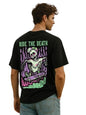 Veirdo Mens Cotton Overiszed Baggy Fit Drop Shoulder Front Back Graphic Printed Round Neck T-Shirt
