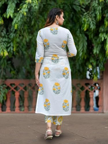 Pinkmint WomenS Hevy Cotton Blend White Kurta Set L Stitched Printed Dupatta Set L Stylish Women Festival Dress (Pack Of 1)