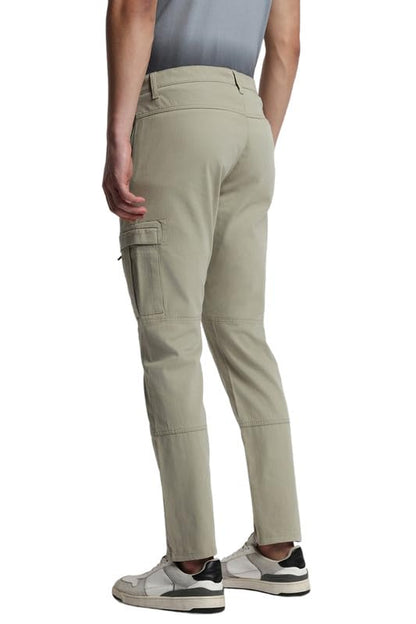 Dennis Lingo Mens Cotton Lycra Full Length Solid Slim Fit Cargo Trousers Dusty Green