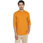 Turtle Men Cotton Mustard Yellow Solid Slim Fit Shirts