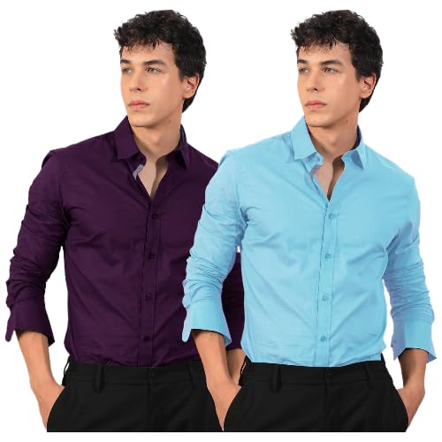 Pinkmint Cotton Soild Combo Men Shirt Formmal Wear Office Wear Regular Fit Shirt
