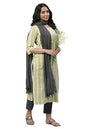 Aurelia Yellow Striped Blend Straight Long Kurta