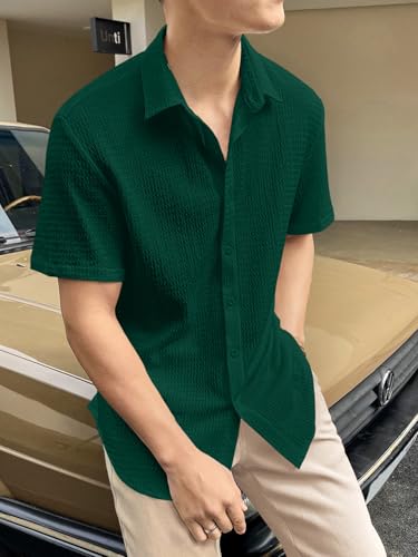 Greciilooks For Casual Stylish Polycotton Regular Formal Shirt Green