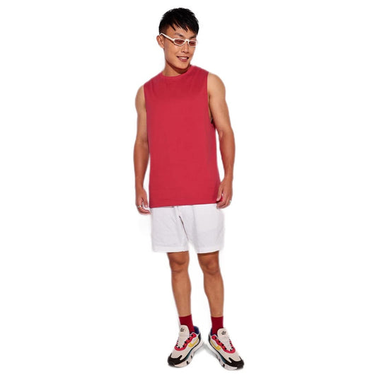 Bewakoof Mens Solid Red Round Neck Oversized Deep Armhole Vest