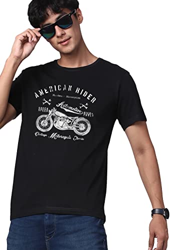 ADRO Men's Regular Fit T-Shirt (RN-M-AME-BL-XXL_Black_XX-Large)