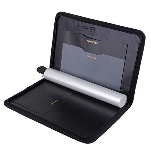 Eclet Size Document File Folder Certificates, Legal Paper Holder PU Leatherette Material Professional Waterproof Chain File Offi