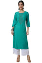Soch Womens Green Viscose Blend Cutdana Detailed Kurta