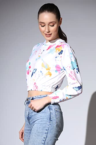 Leriya Fashion Western Tops For Women | Stretchy Lycra Tropical Print Hoodie Neck | Hoodies With Loose Fit Ladies Top | Ideal Fo
