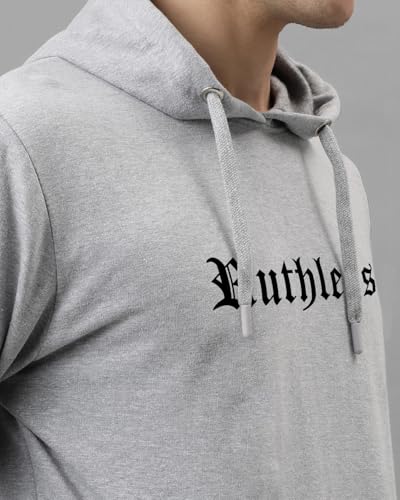 ADRO Men's Printed Hoodie - Cotton, Grey, Size 34, Model H24-RUTH-GR
