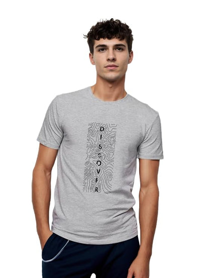 Nobero MenS Graphic Print Regular Fit T-Shirt (1M-Twts-C0628_Grey Melange