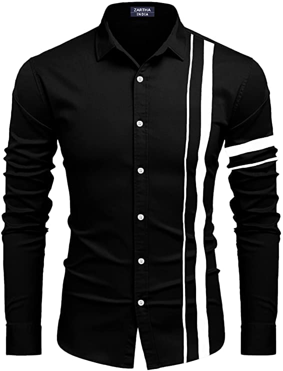 Bellstone Mens Solid Regular Fit Shirt (B-8200_Black