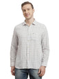Turtle Men Khadi Slim Fit Heather Grey Checkered Full Sleeve Casual Shirt