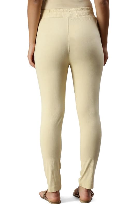 Soch Womens Beige Viscose Solid Ankle Length Pant