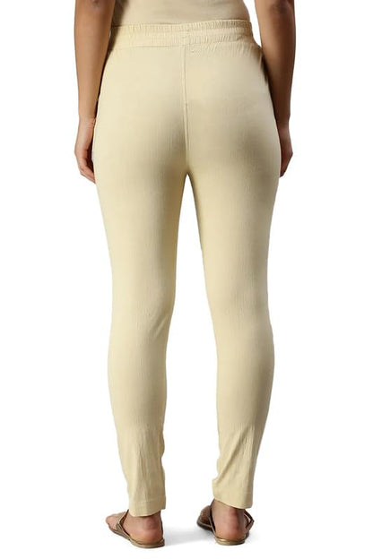 Soch Womens Beige Viscose Solid Ankle Length Pant