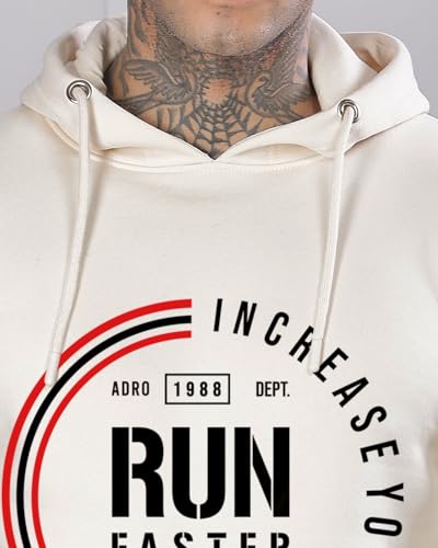 ADRO Men's Printed Hoodie, Cotton, Size 48, White Sand, Model H24-FAST-WS