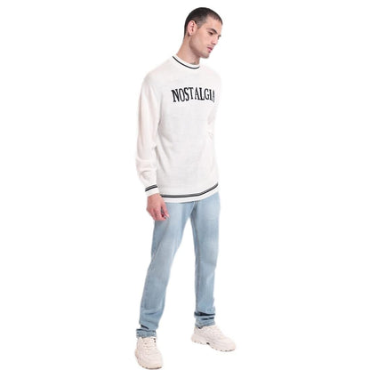 Bewakoof Mens Typography Oversized Fit Full Sleeve Round Neck Acrylic Sweater