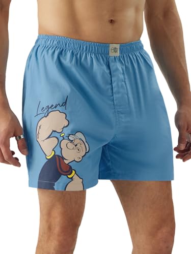 The Souled Store Popeye: Sailor Legend Men And Boys Blue Graphic Print Boxer Shorts Boxer Shorts For MenS Cotton Breathable Com