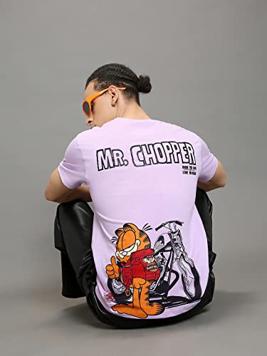 Bewakoof X Official Garfield Merchandise Mens Mr.Chopper Graphic Print 100% Cotton T-Shirt - Regular Fit, Round Neck, Half Slee