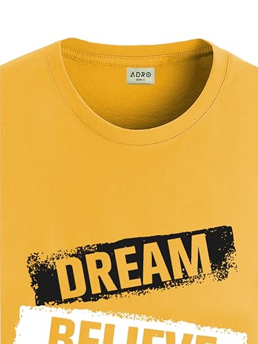 ADRO Men's Solid Regular Fit T-Shirt (RN24-DBA-MU_Mustard