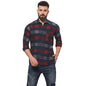 Campus Sutra MenS Navy Blue & Red Gun Club Check Shirt For Casual Wear | Spread Collar | Long Sleeve | Button Closure | Cotton