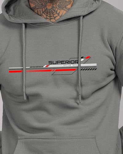 ADRO Printed Hoodie for Men, Cotton Sweatshirt, Green, Small, Model H24-RAC-GRN