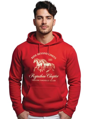 ADRO Ride Beyond Limits Hoodie for Men | 320 GSM Cotton-Poly Fleece | Soft Feel, Skin-Friendly Printed Graphic Sweatshirt with K