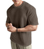 Shodox Mens Solid Dotted Unique Design Oversized Tshirt For Men - Round Neck Loose Fit Drop Shoulder Mens T-Shirt Coffee Brown