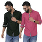 PinkMint Shirt for Men Cotton Fancy Long Sleeve Button Down Formal Combo Shirt Stylish Summer Shirt Fancy Goa Wear (Pack of 2)