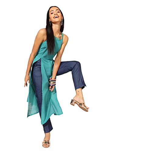 Fabindia WomenS Cotton Solids Slim Kurta (210648202_Green