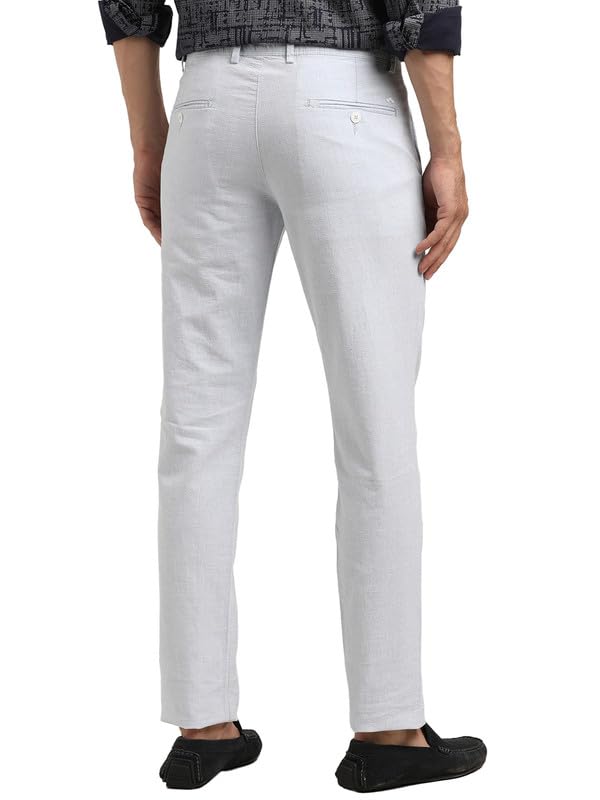 Turtle Men Cotton Linen Ulrta Slim Fit Grey Casual Trouser