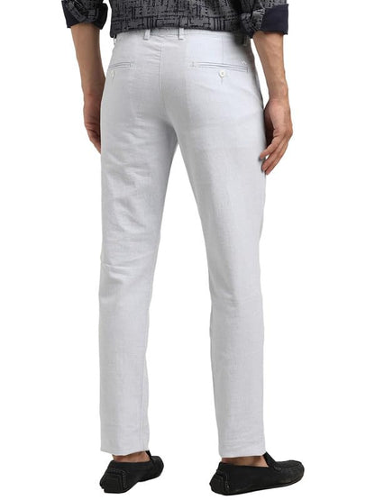 Turtle Men Cotton Linen Ulrta Slim Fit Grey Casual Trouser