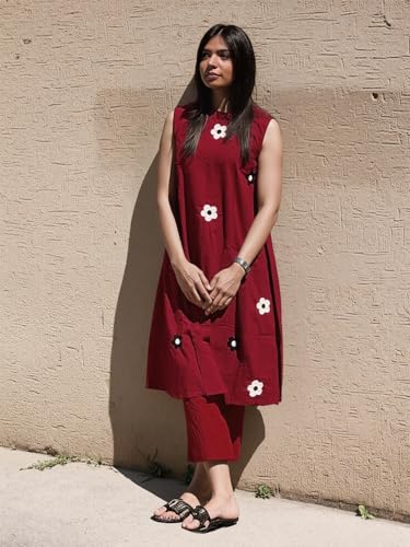 ANNI DESIGNER Women's Rayon Viscose Embroidered A-Line Kurta with Palazzo