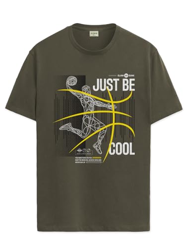 ADRO Men's Graphic Printed 100% Cotton T-Shirt - Regular Fit, Printed T-Shirts for Men (RN24-BCL-OL_Olive_XL)