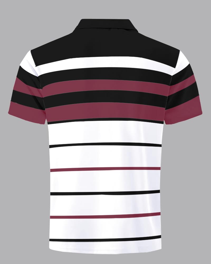 Noble Monk MenS Regular Fit Polo Neck T-Shirt | Half Sleeve | Stripe On Chest | Collared Neck Tshirt For Men