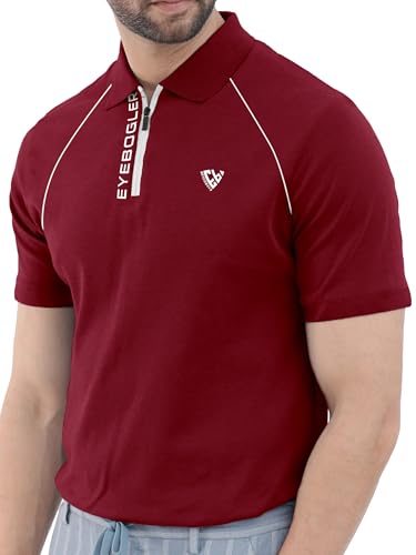 Noble Monk MenS Regular Fit Polo T Shirt |Half Sleeves |Collar Tshirts | Casual T-Shirt For Men Wine Red
