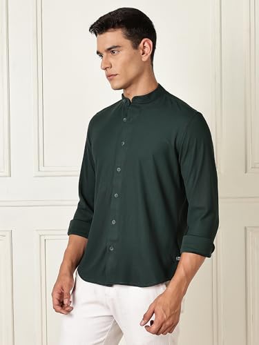 Thomas Scott Mens | Premium | Mandarin Collar | Slim Fit | Long Sleeves | 4 Way Stretch | Coolmax | Knitted | Casual | Shirts f