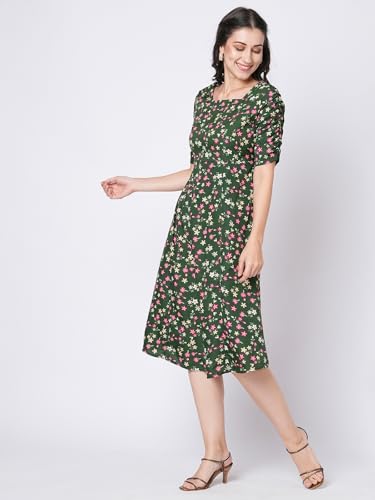 Selvia Western Dress For Women|Crepe Dress For Women|Fit & Flare Dress|Floral Printed Dress For Women|One Piece Dress For Women