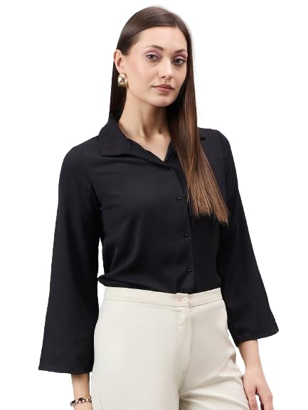 Style Quotient Women Black Solid Regular Fit Shirt