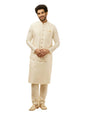 Manyavar Mens Cream Art Silk Jacquard Jacket