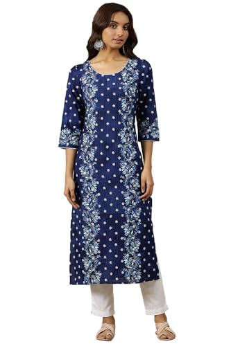 Aurelia WomenS Floral Printed Straight Kurta | Round Neck Kurta For Women | Printed Kurta For Women | Beautiful Regular Fit Kurt